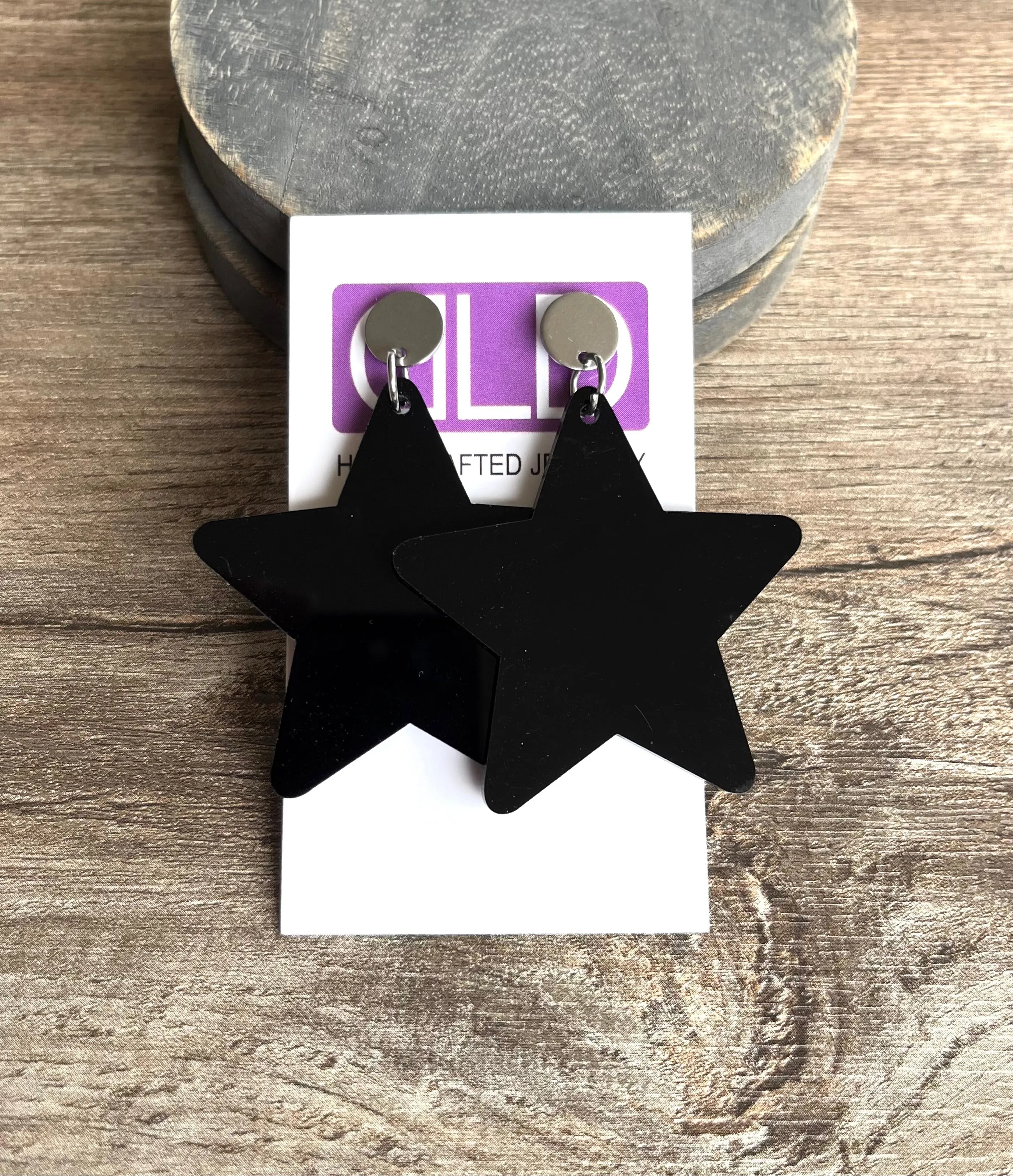 Star Acrylic Lucite Big Large Colorful Dangle Womens Statement Earrings