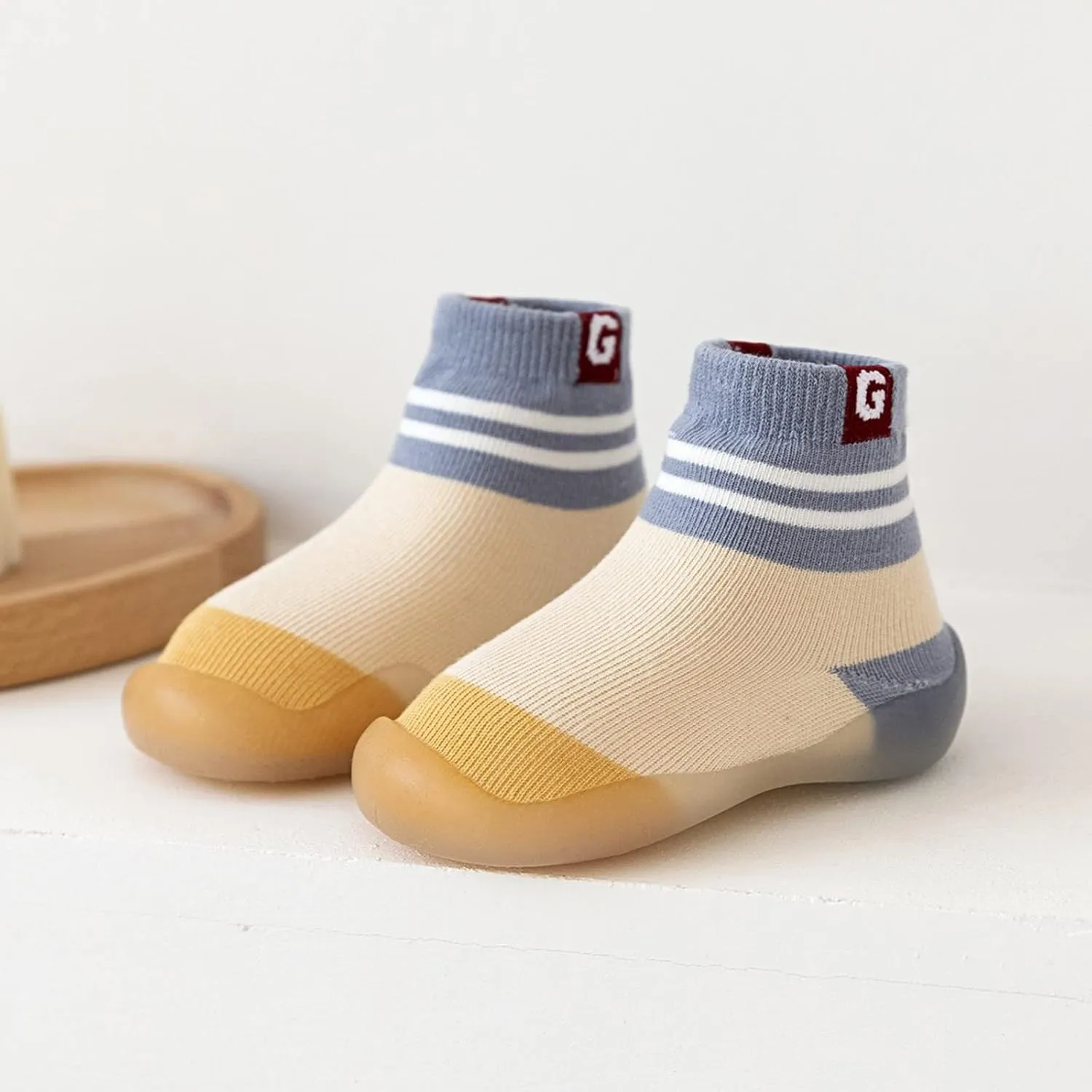 Summer and Autumn Comfortable Infant Toddler Shoes Stripes Colorblock Children Mesh Baby Led Sneakers (Beige, 3-6Months)