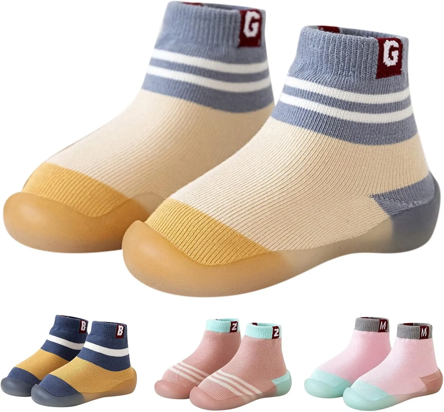 Summer and Autumn Comfortable Infant Toddler Shoes Stripes Colorblock Children Mesh Baby Led Sneakers (Beige, 3-6Months)