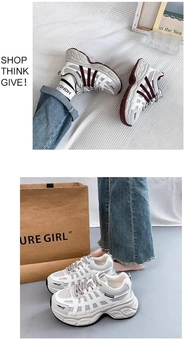 Summer Mesh Shoes for Women Dad Shoes Platform Chunky Trendy Breathable Casual Sports Tennis Sneakers Kawaii Y2K for Girls Daughter Granddaughter Back to School Rave Travel Streetwear