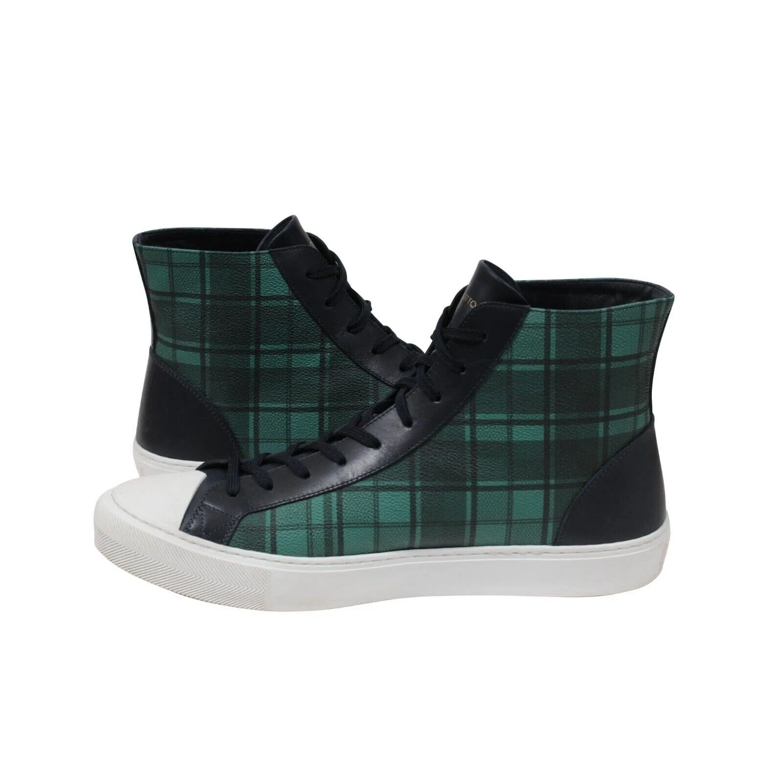 Tattoo Sneakers Green Plaid Red Logo Canvas Punchy