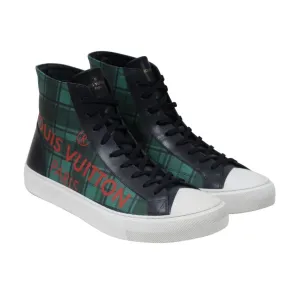 Tattoo Sneakers Green Plaid Red Logo Canvas Punchy