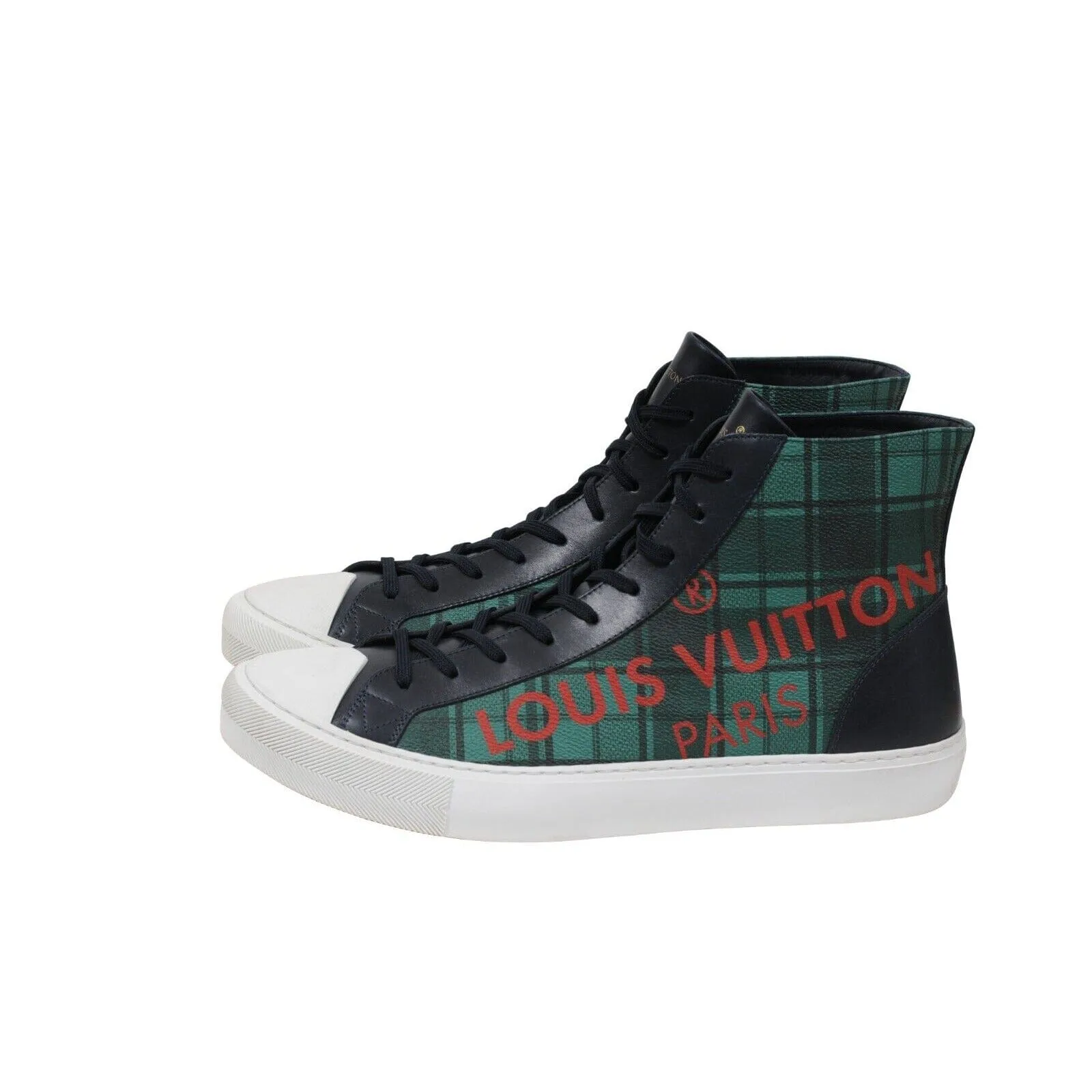 Tattoo Sneakers Green Plaid Red Logo Canvas Punchy