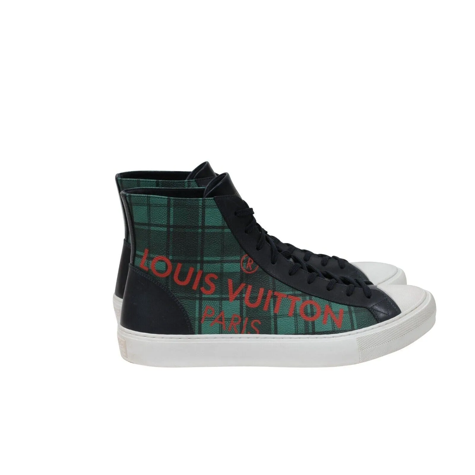 Tattoo Sneakers Green Plaid Red Logo Canvas Punchy
