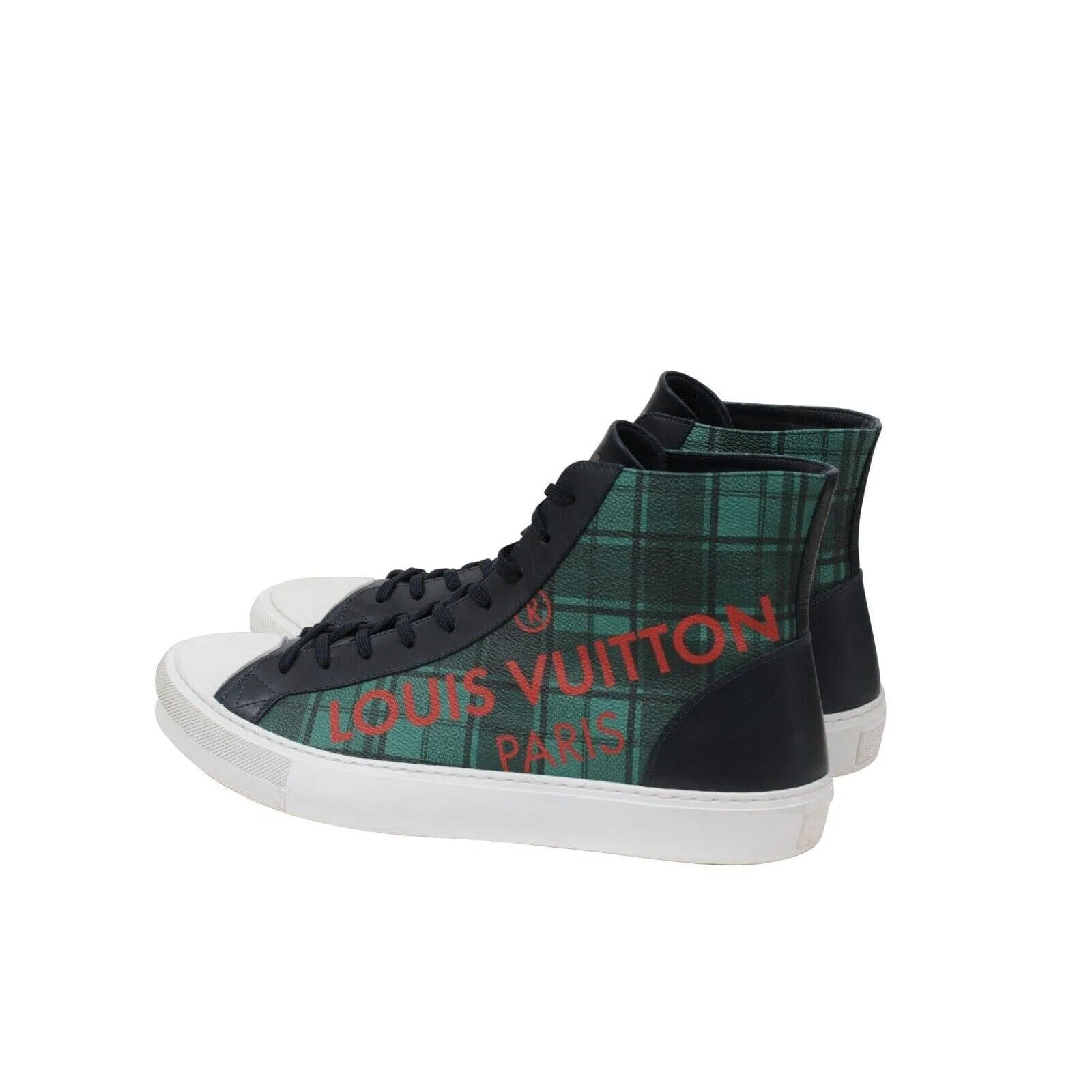 Tattoo Sneakers Green Plaid Red Logo Canvas Punchy