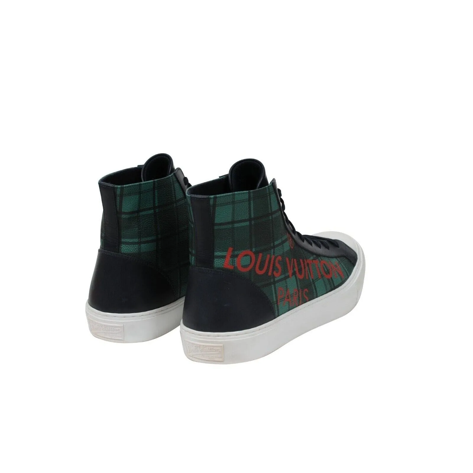 Tattoo Sneakers Green Plaid Red Logo Canvas Punchy