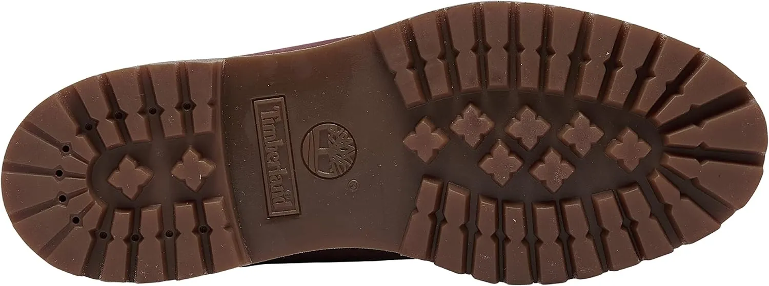 Timberland Youth Boys 6 in Premium Shearling Waterproof Nubuck Boots Shoes, Black/Grapeleaf
