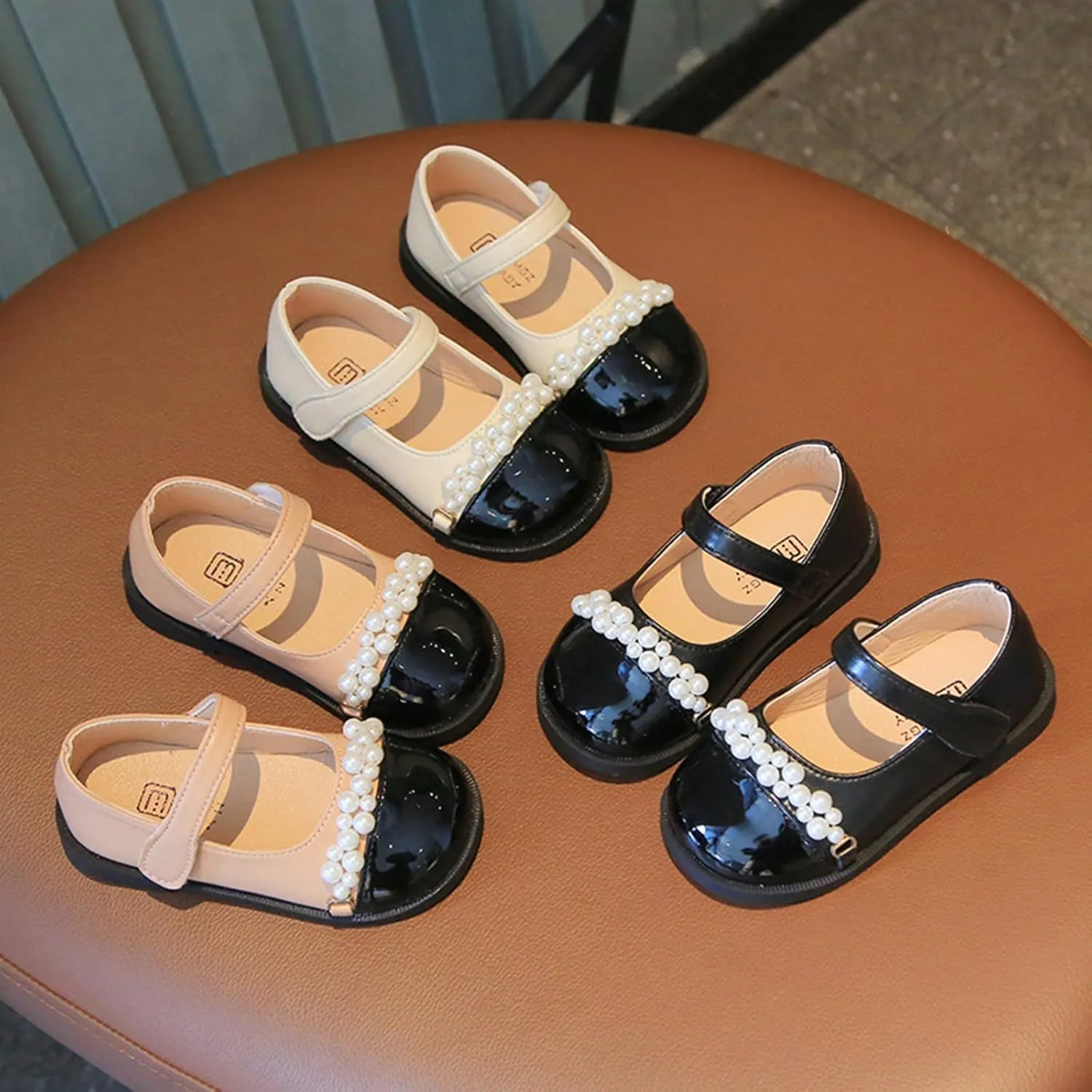 Toddler and Girls Casual Shoes Fashion Autumn Thick Sole Round Toe Buckle Dress Shoes Big Girl (White, 3.5-4 Years)