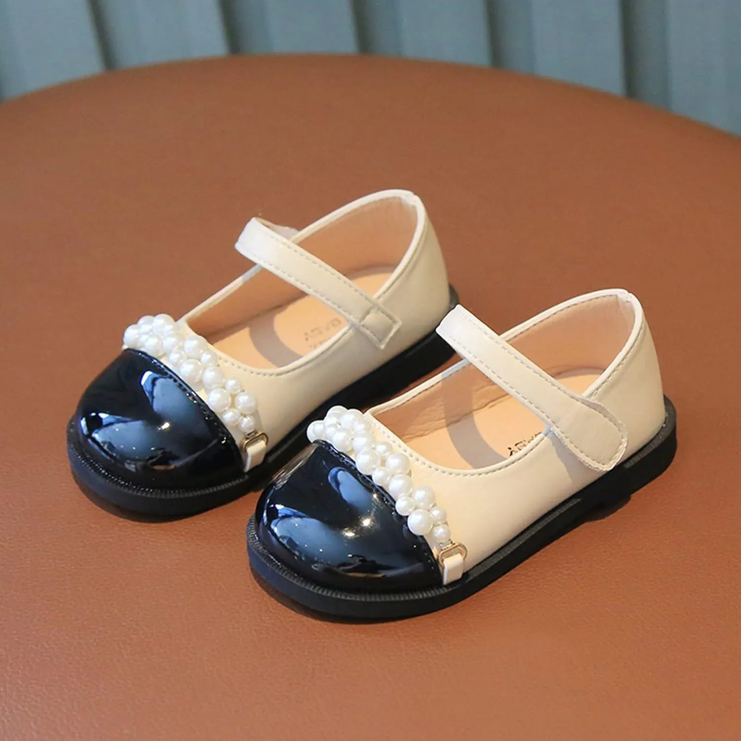 Toddler and Girls Casual Shoes Fashion Autumn Thick Sole Round Toe Buckle Dress Shoes Big Girl (White, 3.5-4 Years)
