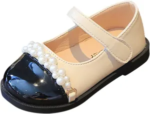 Toddler and Girls Casual Shoes Fashion Autumn Thick Sole Round Toe Buckle Dress Shoes Big Girl (White, 3.5-4 Years)
