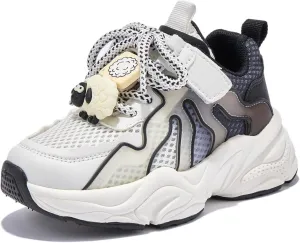 Toddler Kids Sneakers for Boys and Girls with Hook and Loop Strap, Lightweight Breathable Mesh Running Shoes, Non-Slip Cute Cartoon Athletic Shoes for School, Playground, Walking, Sports, Everyday Wear