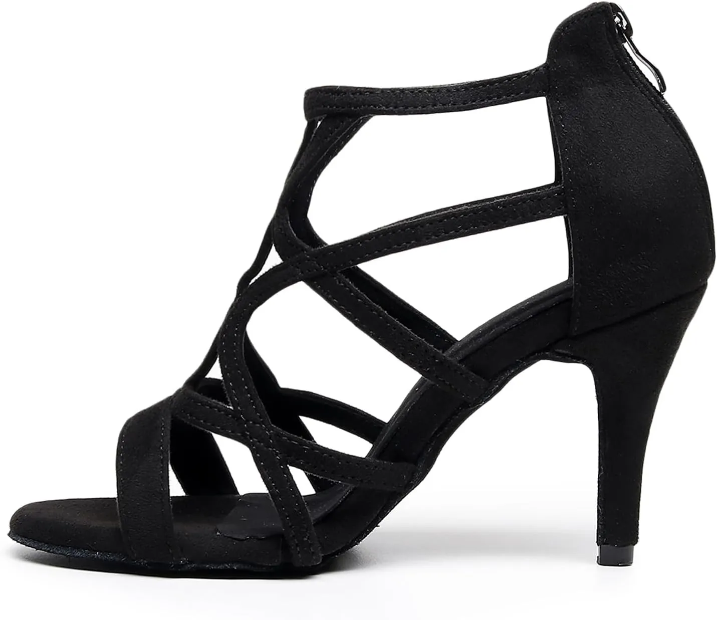 Women Latin Salsa Dance Shoes Open-Toe Dance Boots Ballroom Professional Party Dancing Heels, Model QJW-7277