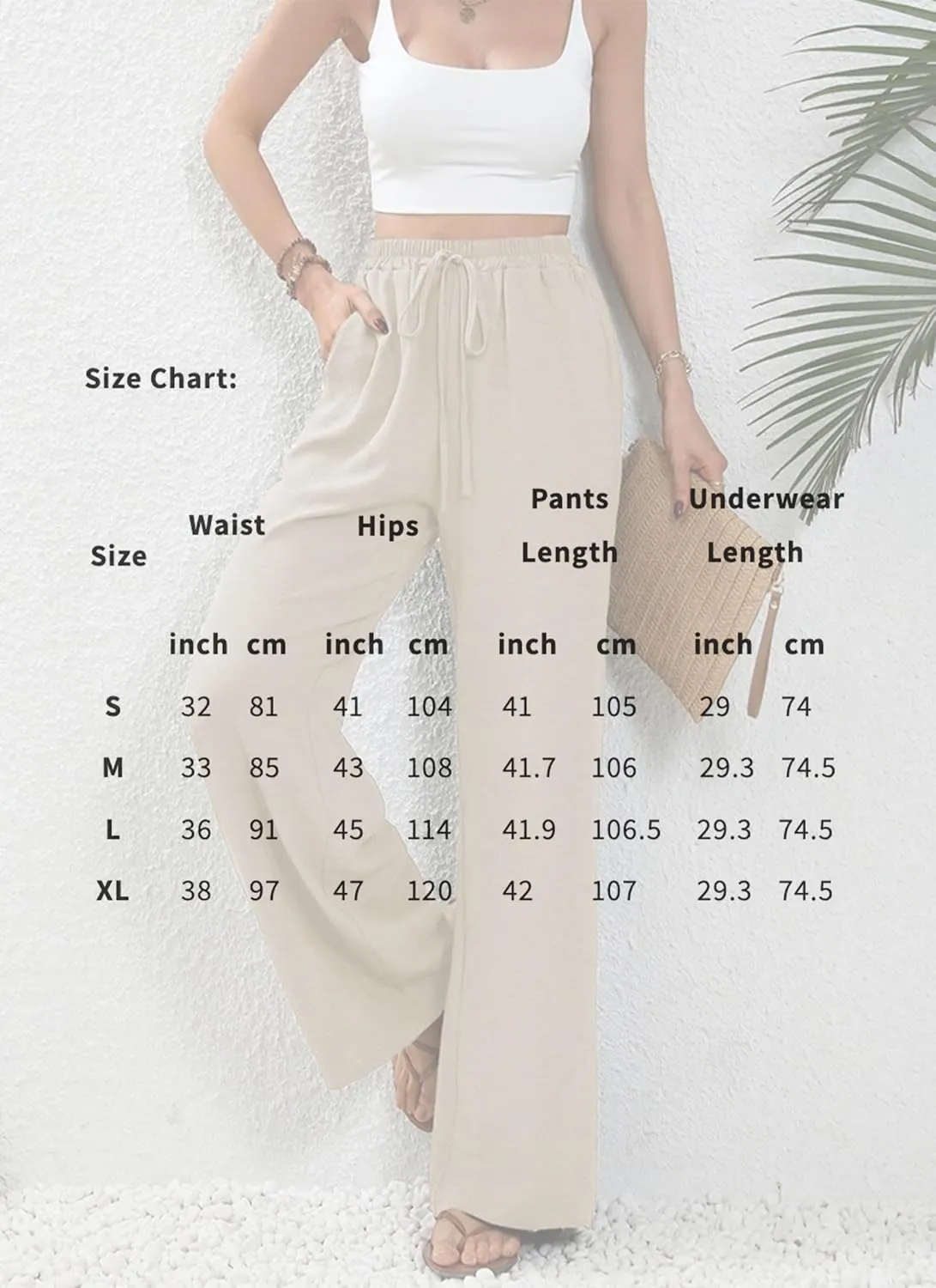 Women's Army Green Wide Leg Pants High Waist Drawstring Loose Fit Long Trousers with Pockets Casual Summer Beachwear