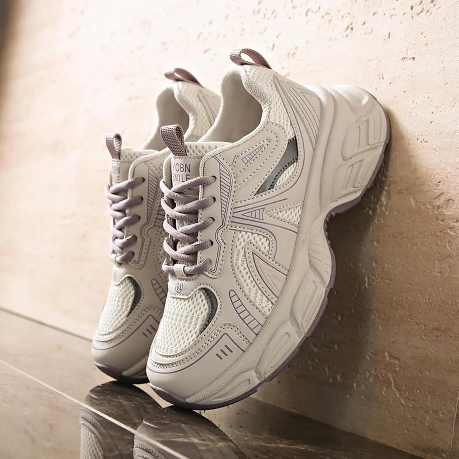 Women's Chunky Platform Height - Increasing Dad Sneakers, with Breathable Mesh and Stylish Lace - up. Ideal for Daily Errands, Shopping Trips and Casual Walks