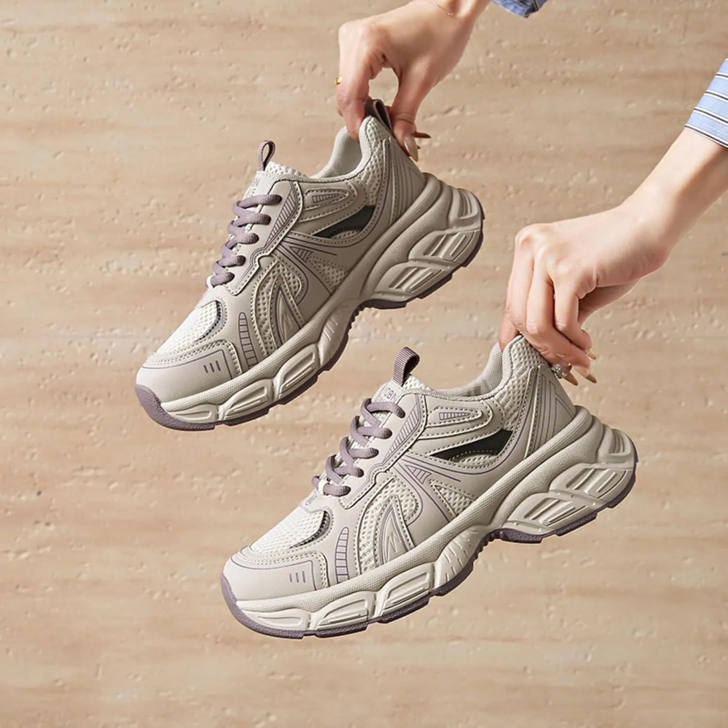 Women's Chunky Platform Height - Increasing Dad Sneakers, with Breathable Mesh and Stylish Lace - up. Ideal for Daily Errands, Shopping Trips and Casual Walks