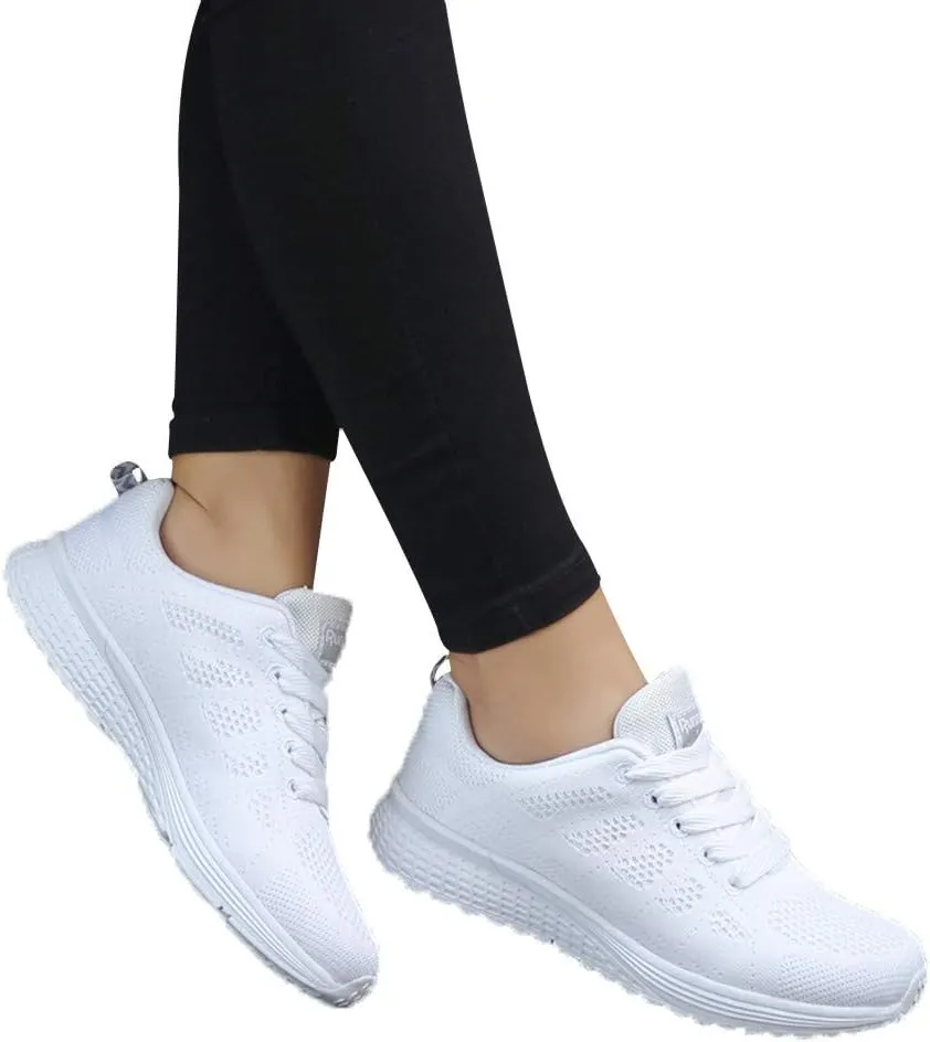 Womens Lace Up Walking Shoes Memory Foam Lightweight Comfort Running Shoes for Men Slip On Men's Casual Dress Shoes White Platform Sneakers Tennis Shoe Trainers Shoe