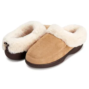 Women's Lydia Faux Suede Fur Collar Clog Slippers