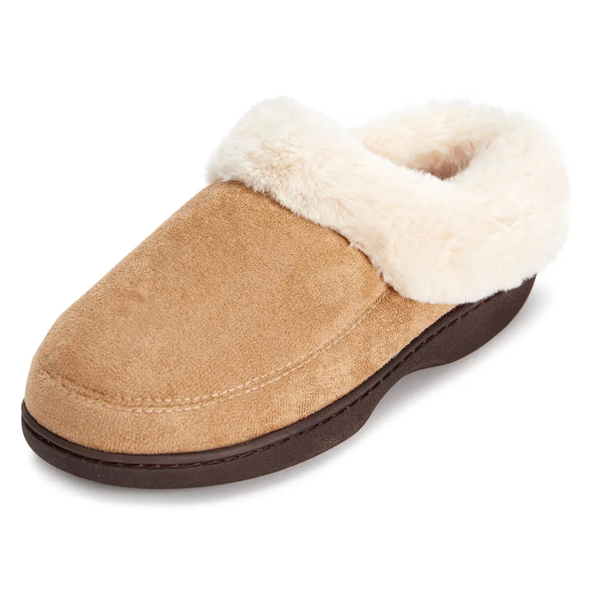 Women's Lydia Faux Suede Fur Collar Clog Slippers