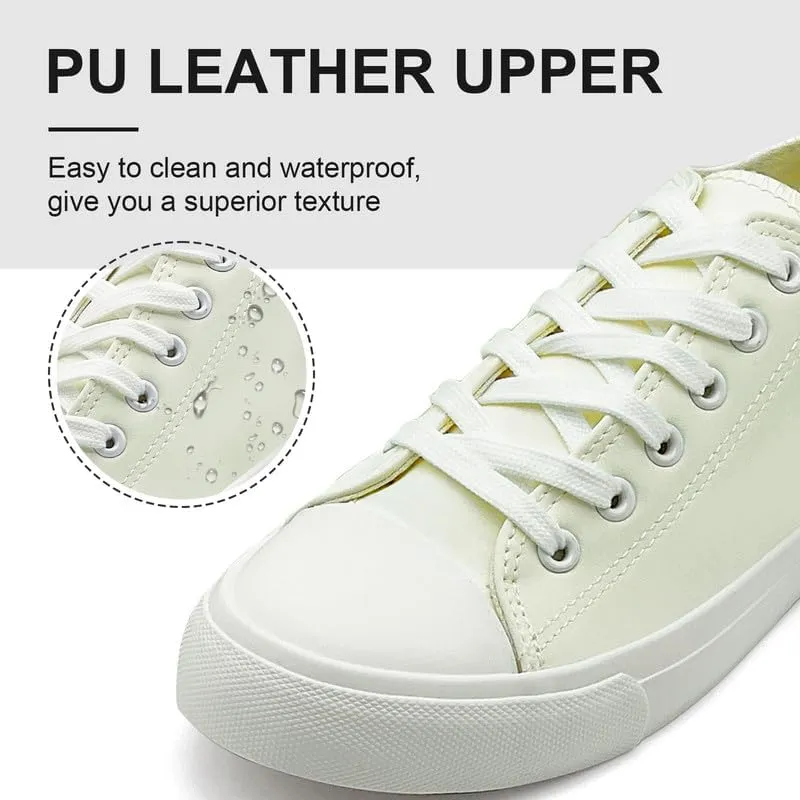 Womens Mens Fashion Sneakers Low Top PU Leather Shoes for Women Men Classic Lace Up Sneakers Casual Tennis Walking Shoes Comfortable