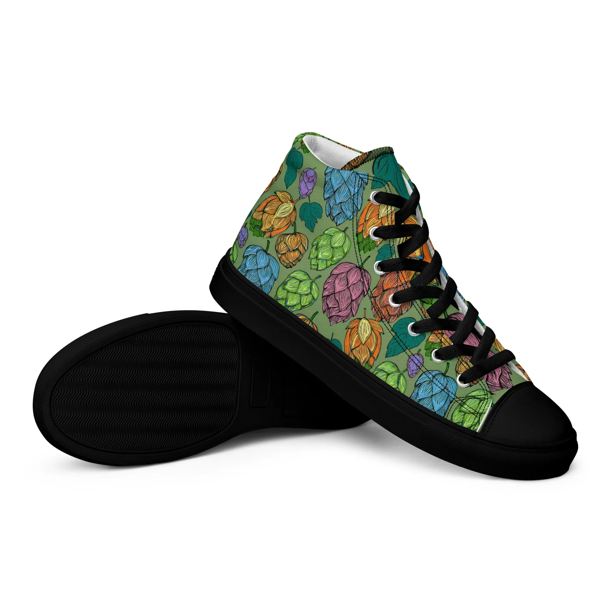 Women’s Mind Your Hops High-Top Canvas Shoes – Floral Hops Design