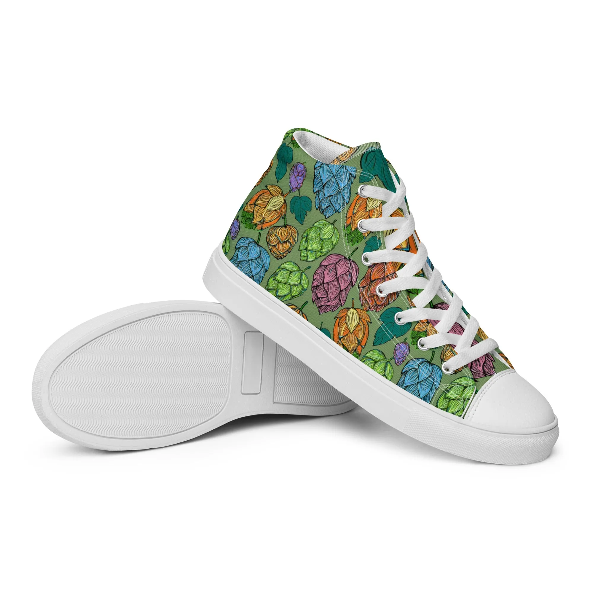 Women’s Mind Your Hops High-Top Canvas Shoes – Floral Hops Design