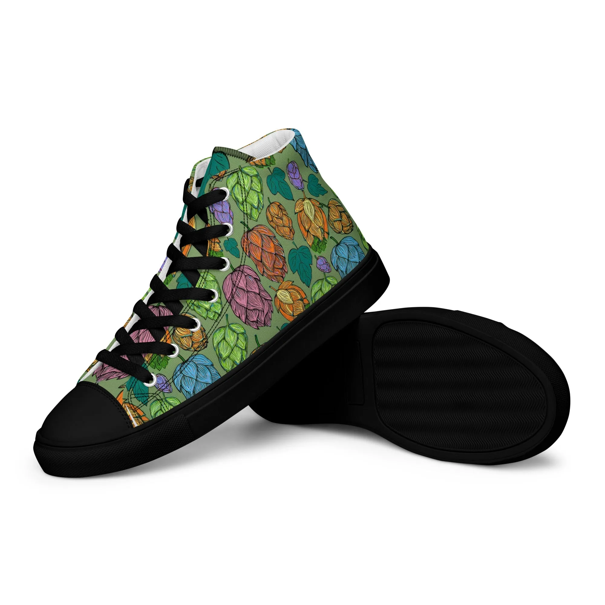 Women’s Mind Your Hops High-Top Canvas Shoes – Floral Hops Design