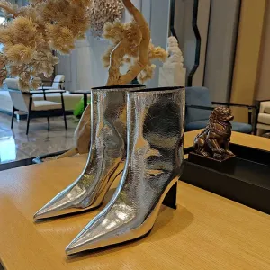 Women's Point Toe Chunky Ankle Boots