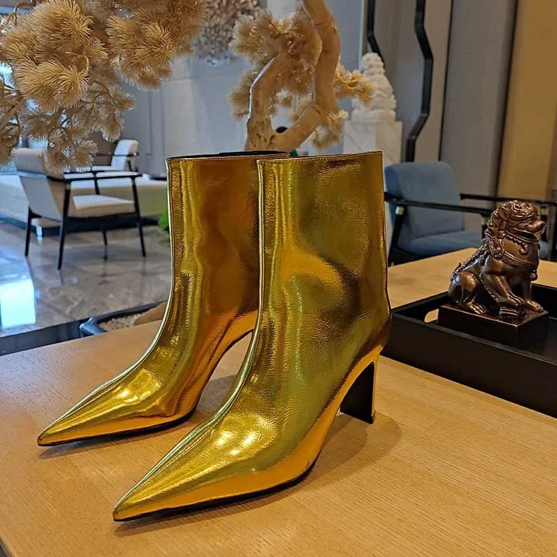 Women's Point Toe Chunky Ankle Boots