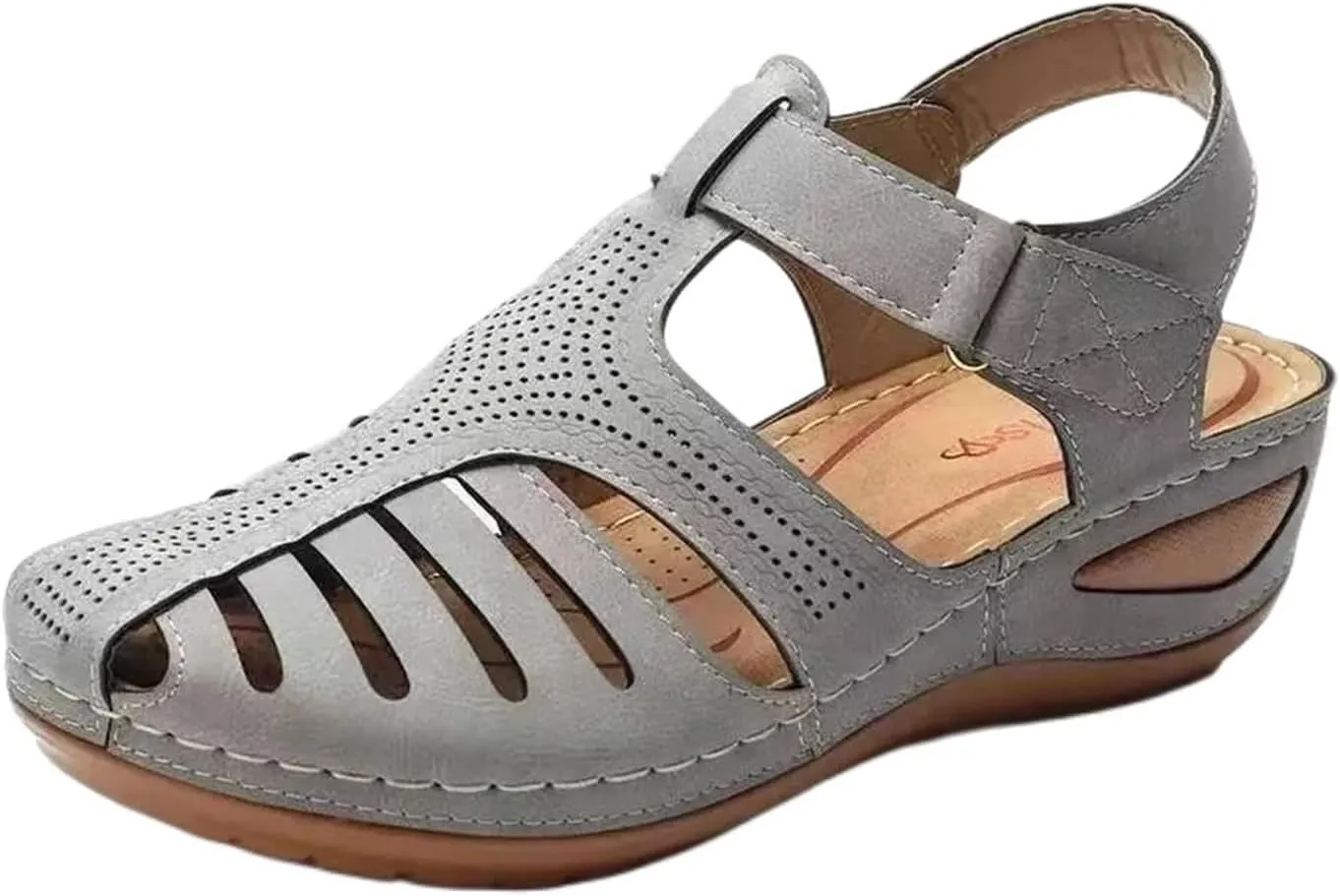 Women's Wedge Sandals Summer Closed Toe Sandals for Women Platform Dressy Wedge Sandal Fisherman Comfortable Hollow Out Sandal Orthopedic Arch Support Non-Slip Adjustable Strap Retro Shoes