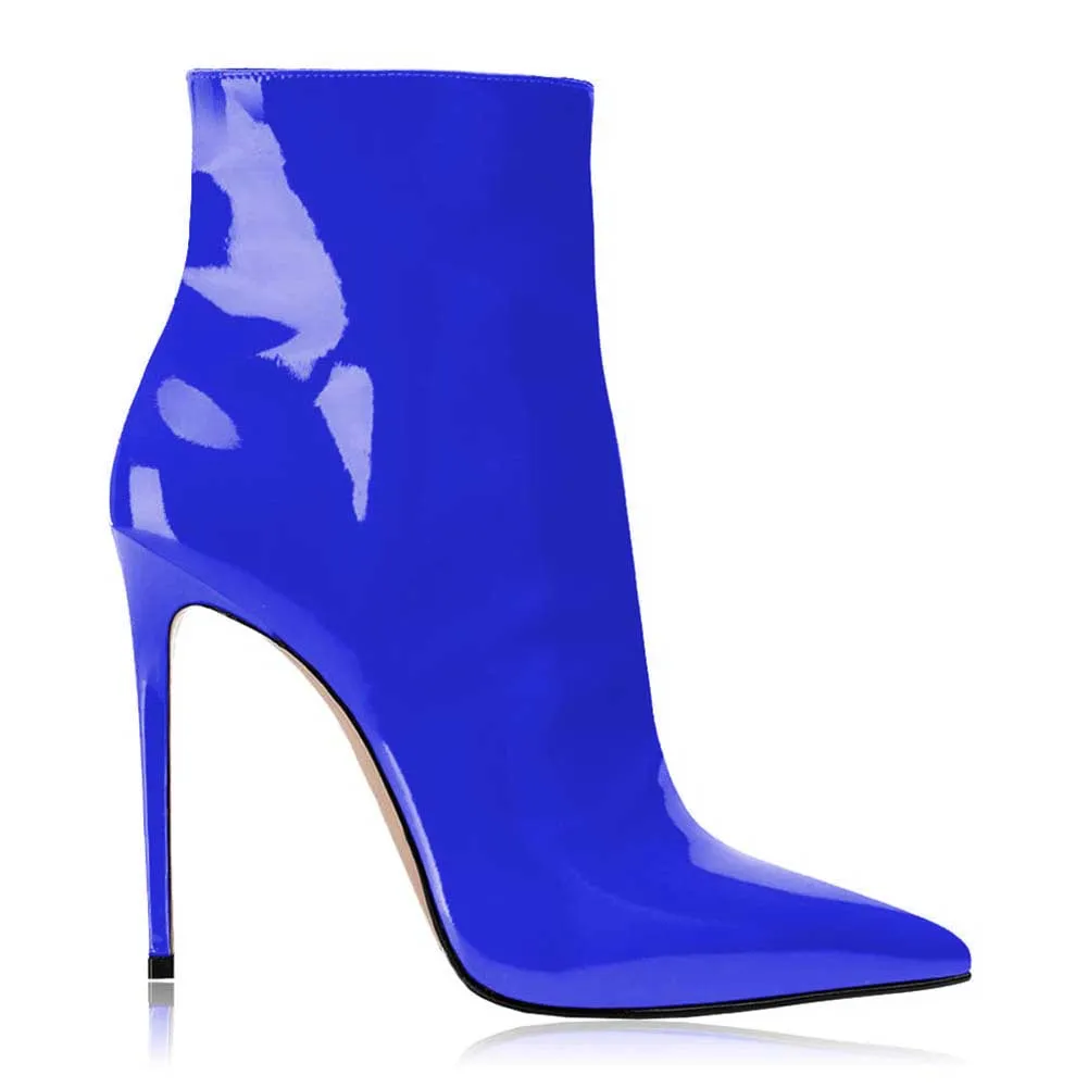 Women's Winter Short Boots Patent leather Stiletto Ankle Boots