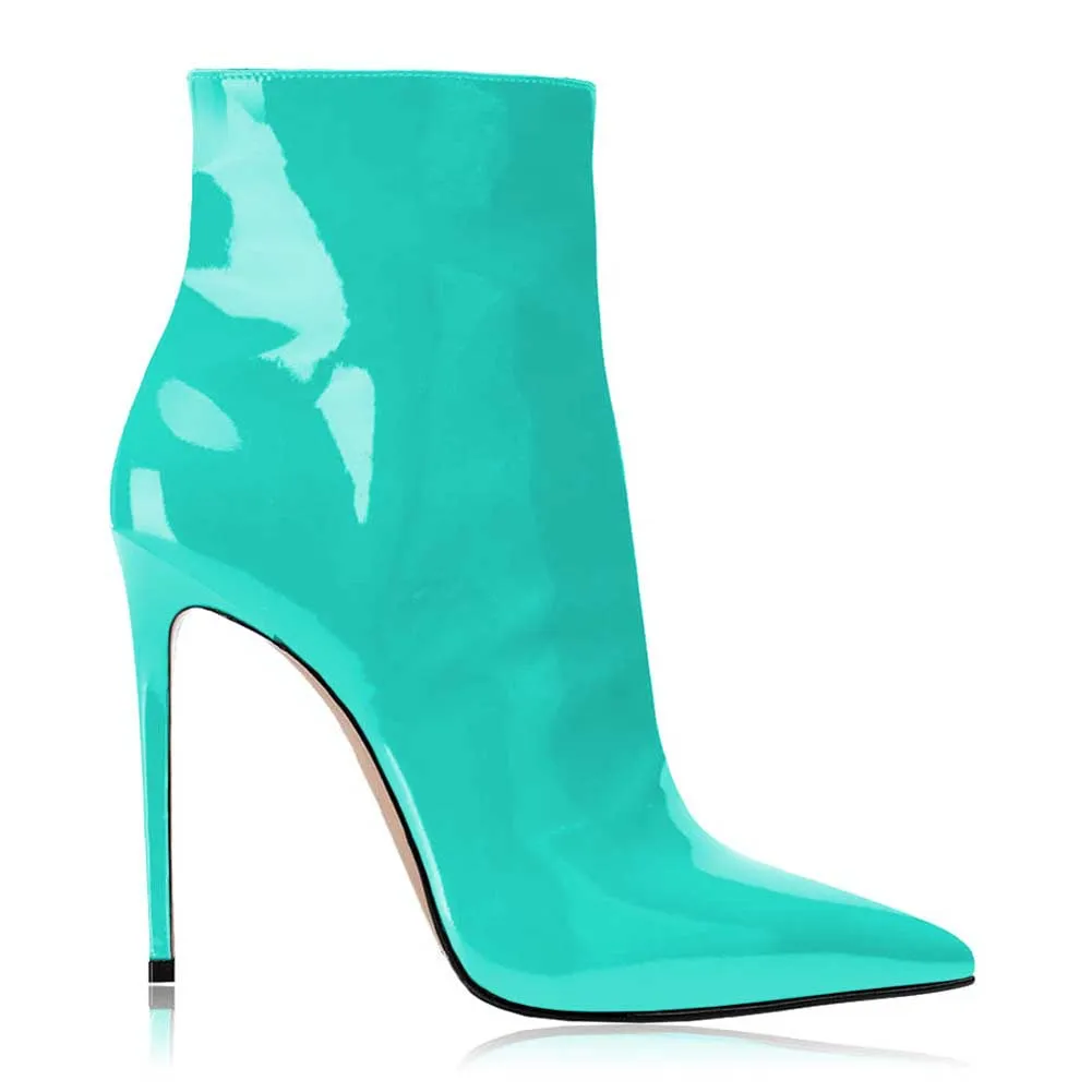 Women's Winter Short Boots Patent leather Stiletto Ankle Boots